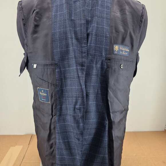 Brooks Brothers Regent 1818 Wool Men Sport Coat Blazer Blue Windowpane 46R - Picture 9 of 15